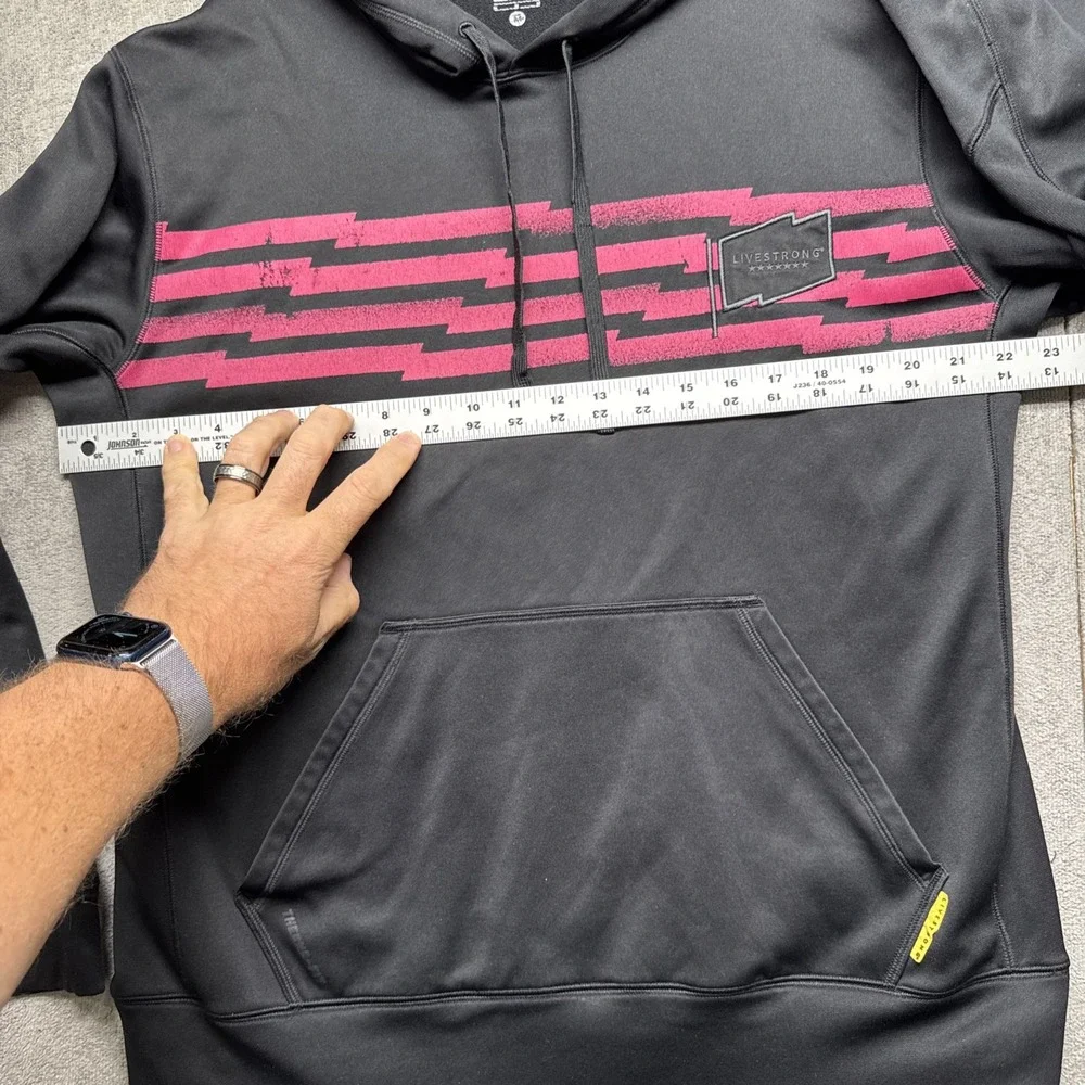 Nike Therma-Fit Livestrong Men's‎ Black Pink Stripe Pullover Hoodie Medium